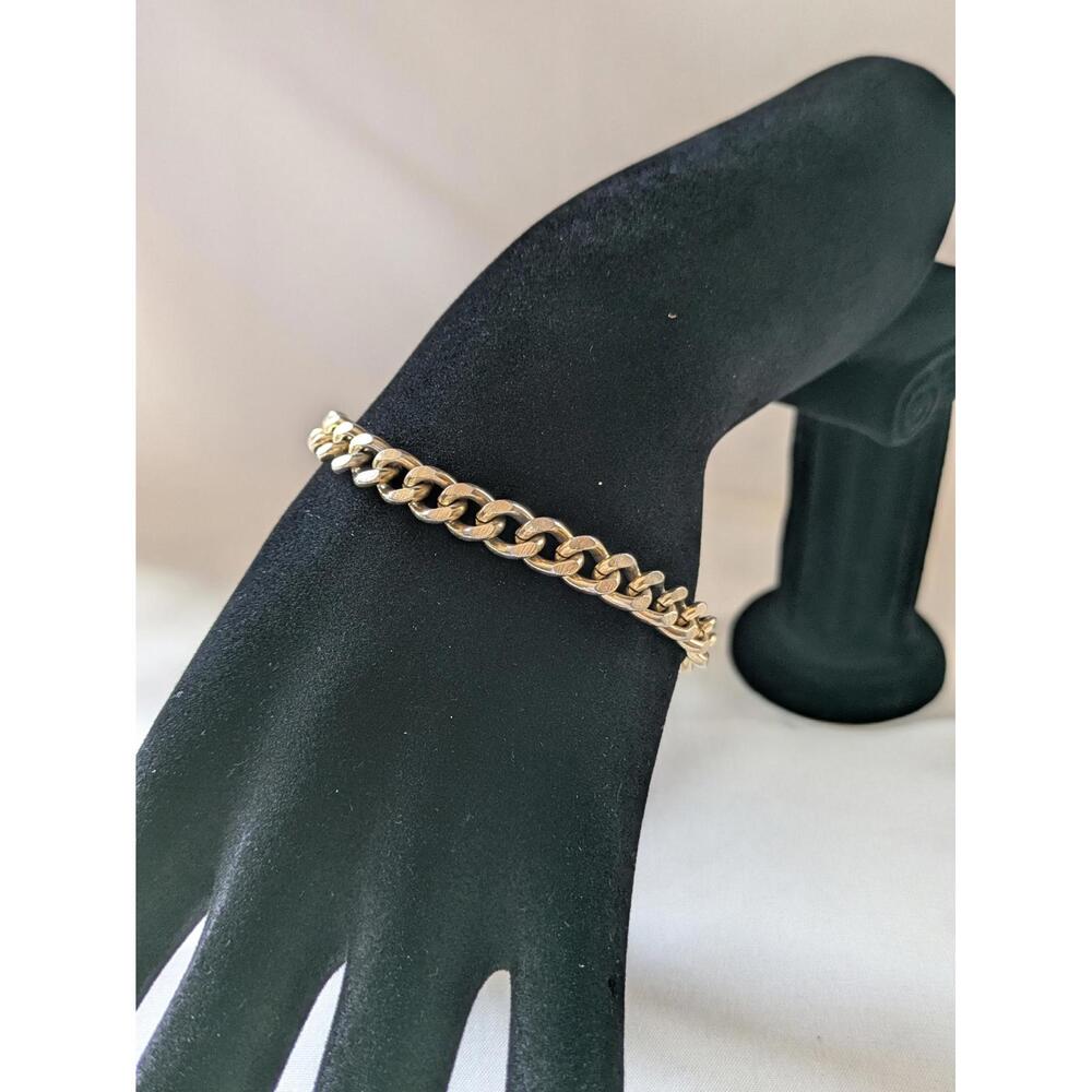 Classic Gold Curb Chain Bracelet, Used Good Condition